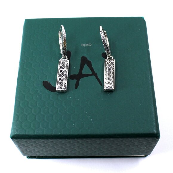 John Hardy JAI Kalahari Textured Leverback Sterling Silver Earrings 1-3/8" NIB - Picture 3 of 14